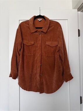 Corduroy Shacket Jacket in Rust